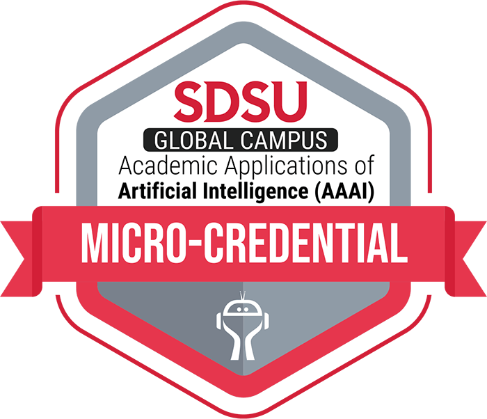 SDSU Global Campus Academic Applications of AI Micro-credential badge